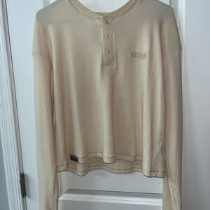 Cream Long Sleeve Henley Top